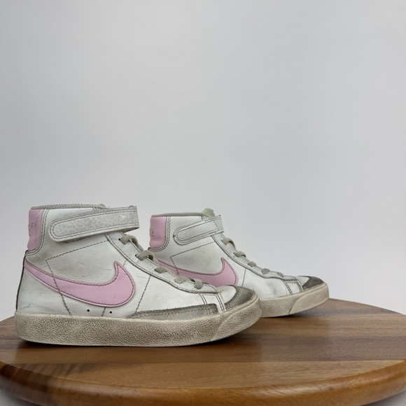 Little Kids Girls Nike Blazer Mid '77 White Pink Foam Leather Sneakers Size 13.5 - Picture 1 of 8